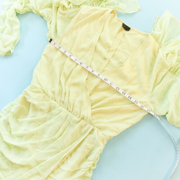 NBD x Revolve Yellow Butter Long Sleeve Ruffle Sheath Mini Dress Size Small - Picture 5 of 9